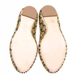 Pre Owned Alexander McQueen Metallic Gold Studded Leather Smoking Slippers Size 40