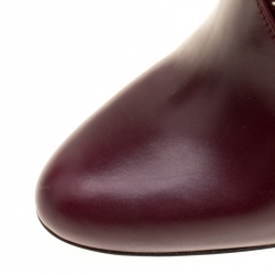 Pre Owned Alexander McQueen Burgundy Leather Spiral Zip Detail Ankle Boots Size 39