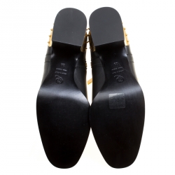 Pre Owned Alexander McQueen Black Spike Trim Leather Double Zipper Ankle Boots Size 39