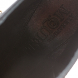 Pre Owned Alexander McQueen Black Spike Trim Leather Double Zipper Ankle Boots Size 39