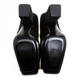 Pre Owned Alexander McQueen Black Velvet Platform Pumps Size 38