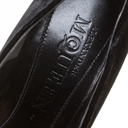 Pre Owned Alexander McQueen Black Velvet Platform Pumps Size 38