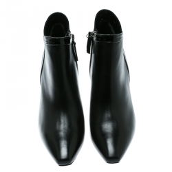 Pre Owned Alexander McQueen Black Leather Ankle Booties Size 39