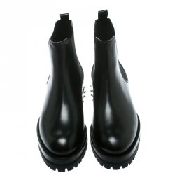 Pre Owned Alexander McQueen Black Leather Studded Heel Ankle Boots Size 36.5