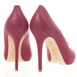 Pre Owned Alexander McQueen Pink Leather Skull Detail Peep Toe Pumps Size 40