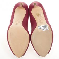 Pre Owned Alexander McQueen Pink Leather Skull Detail Peep Toe Pumps Size 40
