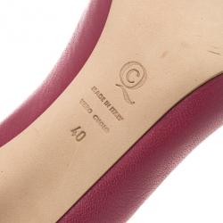 Pre Owned Alexander McQueen Pink Leather Skull Detail Peep Toe Pumps Size 40