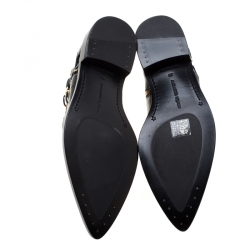 Pre Owned Alexander McQueen Black Leather Biker Eyelet Detail Ankle Boots Size 38