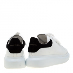Pre Owned Alexander McQueen White Leather And Black Suede Larry Low Top Sneakers Size 37.5