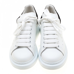 Pre Owned Alexander McQueen White Leather And Black Suede Larry Low Top Sneakers Size 37.5