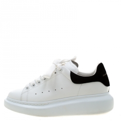Pre Owned Alexander McQueen White Leather And Black Suede Larry Low Top Sneakers Size 37.5