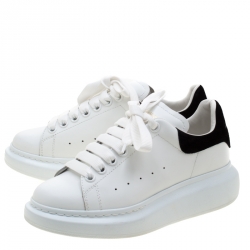 Pre Owned Alexander McQueen White Leather And Black Suede Larry Low Top Sneakers Size 37.5