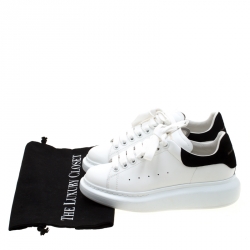 Pre Owned Alexander McQueen White Leather And Black Suede Larry Low Top Sneakers Size 37.5