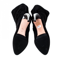 Pre Owned Alexander McQueen Black Suede Platform Curved Heel Knee Length Boots Size 40