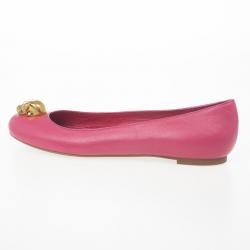 Pre Owned Alexander McQueen Pink Skull City Ballet Flats Size 38.5