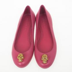 Pre Owned Alexander McQueen Pink Skull City Ballet Flats Size 38.5