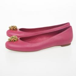 Pre Owned Alexander McQueen Pink Skull City Ballet Flats Size 38.5