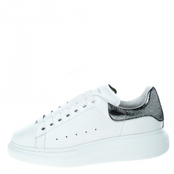 Pre Owned Alexander McQueen White Leather Lace Up Sneakers Size 39