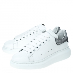 Pre Owned Alexander McQueen White Leather Lace Up Sneakers Size 39