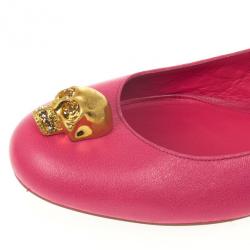 Pre Owned Alexander McQueen Pink Skull City Ballet Flats Size 39.5