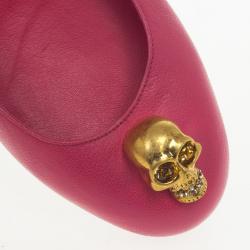 Pre Owned Alexander McQueen Pink Skull City Ballet Flats Size 39.5