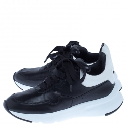 Pre Owned Alexander McQueen Black Leather Lace Up Sneakers Size 37