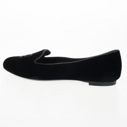 Pre Owned Alexander McQueen Black Velvet Skull Smoking Slippers Size 36.5 