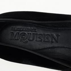 Pre Owned Alexander McQueen Black Velvet Skull Smoking Slippers Size 36.5 