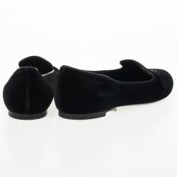Pre Owned Alexander McQueen Black Velvet Skull Smoking Slippers Size 36.5 