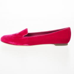 Pre Owned Alexander McQueen Pink Velvet Glitter Skull Smoking Slippers Size 39.5 