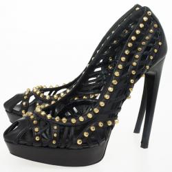 مملوكة مسبقًا Alexander McQueen Black Cutout Studded Pumps Size 40 