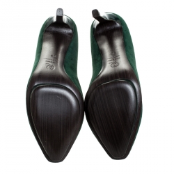 Pre Owned Alexander McQueen Green Suede V Cut Ankle Booties Size 39