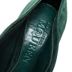 Pre Owned Alexander McQueen Green Suede V Cut Ankle Booties Size 39