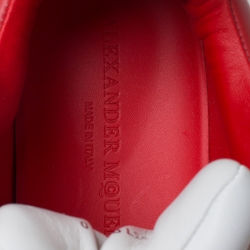 Pre Owned Alexander McQueen White/Red Leather Larry Low Top Sneakers Size 40