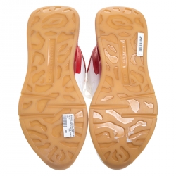 Pre Owned Alexander McQueen White/Red Leather Larry Low Top Sneakers Size 40