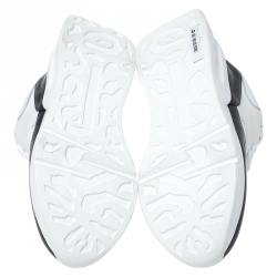 Pre Owned Alexander McQueen White/Black Leather And Canvas Larry Low Top Sneakers Size 37