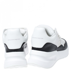 Pre Owned Alexander McQueen White/Black Leather And Canvas Larry Low Top Sneakers Size 37
