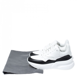 Pre Owned Alexander McQueen White/Black Leather And Canvas Larry Low Top Sneakers Size 37