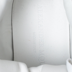 Pre Owned Alexander McQueen White/Red Leather And Canvas Larry Low Top Sneakers Size 38.5