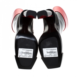 Pre Owned Alexander McQueen Black/Red Patent Leather Hybrid Mid Calf Boots Size 36