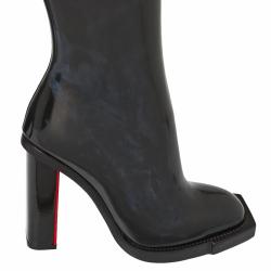 Pre Owned Alexander McQueen Black/Red Patent Leather Hybrid Mid Calf Boots Size 36