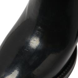 Pre Owned Alexander McQueen Black/Red Patent Leather Hybrid Mid Calf Boots Size 36