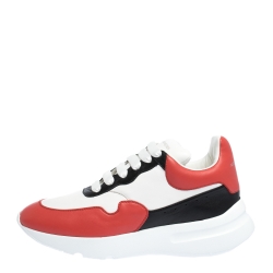 Pre Owned Alexander McQueen Red/White Leather Larry Low Top Sneakers Size 43