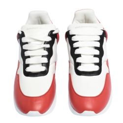Pre Owned Alexander McQueen Red/White Leather Larry Low Top Sneakers Size 43