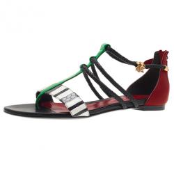 Alexander McQueen Multicolor Python Rope Flat Sandals Size 38.5