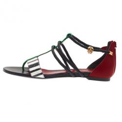 Alexander McQueen Multicolor Python Rope Flat Sandals Size 38.5