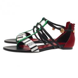 Alexander McQueen Multicolor Python Rope Flat Sandals Size 38.5