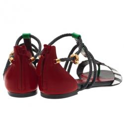 Alexander McQueen Multicolor Python Rope Flat Sandals Size 38.5