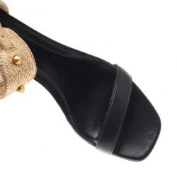 مملوكة مسبقًا صندل اليكساندر ماكوين جلد ثنائي اللون وحزام للكاحل مقاس 39.5