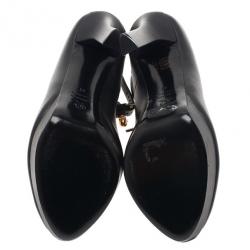 Pre Owned Alexander McQueen Black Leather Ankle Strap Peep Toe Pumps Size 41